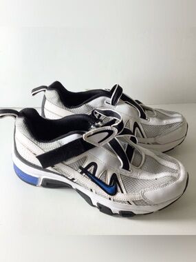 NIKE Youth  White Blue Hook-Loop Sneakers #336469-041 Size 6.5